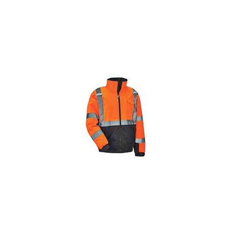 Chaqueta bomber reflectante de alta visibilidad, parte inferior negra, compatible con ANSI, Ergodyne GloWear 8377
