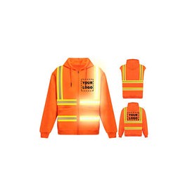 Chaqueta de seguridad reflectante de alta visibilidad con capucha y manga extraíble de alta visibilidad para exteriores (median