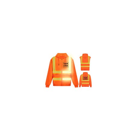 Chaqueta de seguridad reflectante de alta visibilidad con capucha y manga extraíble de alta visibilidad para exteriores (median