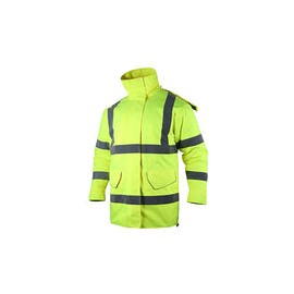 Chaqueta de seguridad reflectante de alta visibilidad para hombre, impermeable, clase 3 ANSI, forro acolchado (amarillo, 5XL)