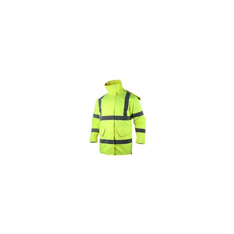 Chaqueta de seguridad reflectante de alta visibilidad para hombre, impermeable, clase 3 ANSI, forro acolchado (amarillo, 5XL)