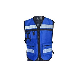 CHALECO DE SEGURIDAD INDUSTRIAL TIPO BRIGADISTA CON REFLEJANTE TEXTIL COSTADOS ABIERTOS Azul Rey