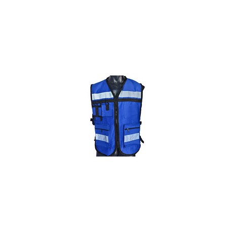 CHALECO DE SEGURIDAD INDUSTRIAL TIPO BRIGADISTA CON REFLEJANTE TEXTIL COSTADOS ABIERTOS Azul Rey