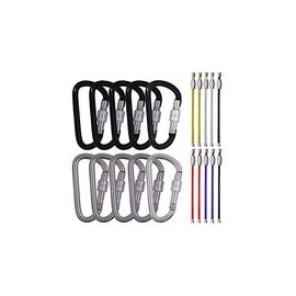 Cheelom Paquete con 10 Mosquetones con Anillo en forma de “D” y 10 piezas de Cadena de Alambre de 15cm, llaveros hechos de Acer