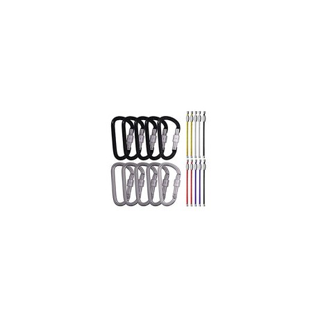 Cheelom Paquete con 10 Mosquetones con Anillo en forma de “D” y 10 piezas de Cadena de Alambre de 15cm, llaveros hechos de Acer