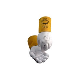 Cocodrilo piel de cabra blanca, puño largo, soldadura de Tig Mig/extra-grande