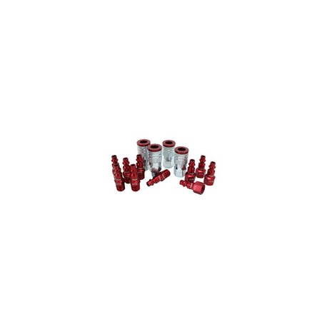 ColorFit by Milton - Kit de acoplador y enchufe - (estilo M, rojo) - 1/4" NPT, (14 piezas) - S-314MKIT
