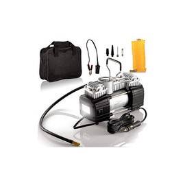 Compresor de aire portátil de doble cilindro inflador de neumáticos con linterna LED, bomba de aire compacta de 12 V para neumá