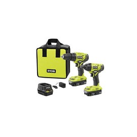Combo Pack 2 Ryobi Taladro Destornillador de Impacto 18 V Modelo P1817 - Inalámbrica - Acero - Mate - luz LED