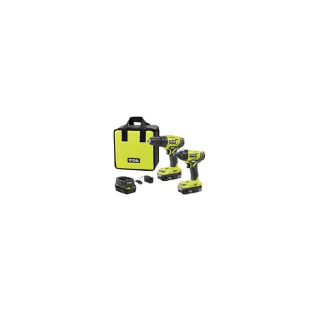 Combo Pack 2 Ryobi Taladro Destornillador de Impacto 18 V Modelo P1817 - Inalámbrica - Acero - Mate - luz LED