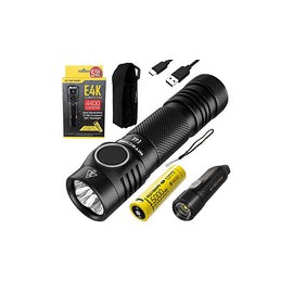 Combo: NITECORE E4K Next Generat Linterna – 4400 lúmenes con llavero Tiki Mini LE – 300 lúmenes