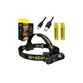 COMBO: Nitecore HC60 V2 - Linterna frontal USB-C recargable de alto rendimiento, 1200 lúmenes con batería EXTRANL189 de 3400 mA