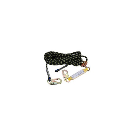 Conjunto de cuerda vertical Lifeline de 50 pies con ganchos de presión, amortiguador estándar CE para protección contra caídas,
