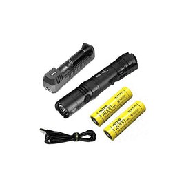 Combo: Nitecore MH10 V2 Type-C Rechargeable Flashlight 1200 Lumens w/2x 2140 batteries, UI1 Charger +Free Eco-Sensa USB Cable