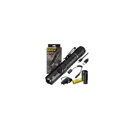 Combo: Nitecore MH12 V2 C-ree XP-L2 V6 Linterna LED -1200 lúmenes - Batería (incluida) con interruptor de presión RSW3 y montaj