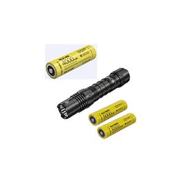 Combo: NITECORE P10i - Linterna ultra compacta recargable tipo C - 1800 lúmenes - con 2 celdas de capacidad extra NL2150HPi 500
