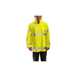 COMFORT-BRITE J53122.3X - Chaqueta de Alta Visibilidad de 0.35 mm con Cinta Reflectante, Talla 3X, Color Verde Lima/Amarillo