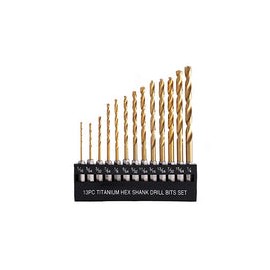 COMOWARE Juego de brocas de vástago hexagonal de titanio, 1/16"-1/4", 13 piezas
