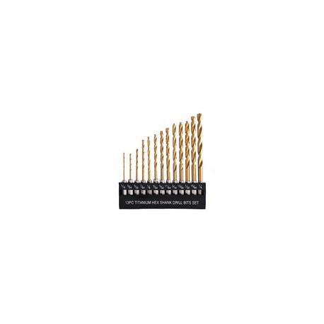 COMOWARE Juego de brocas de vástago hexagonal de titanio, 1/16"-1/4", 13 piezas