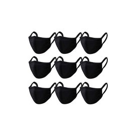 Cooraby 9 unidades de mascarillas de algodón antipolvo para la boca de la cara negra para adolescentes, mujeres y hombres