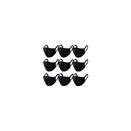 Cooraby 9 unidades de mascarillas de algodón antipolvo para la boca de la cara negra para adolescentes, mujeres y hombres