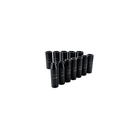 CRAFTSMAN Juego de llaves de impacto profundo, SAE, unidad de 1/2 pulgada, 12 piezas (CMMT15886)