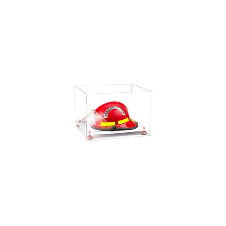 Better Display Cases (A014-PNR) - Casco de bombero, acrílico transparente, con elevadores rosa y base blanca